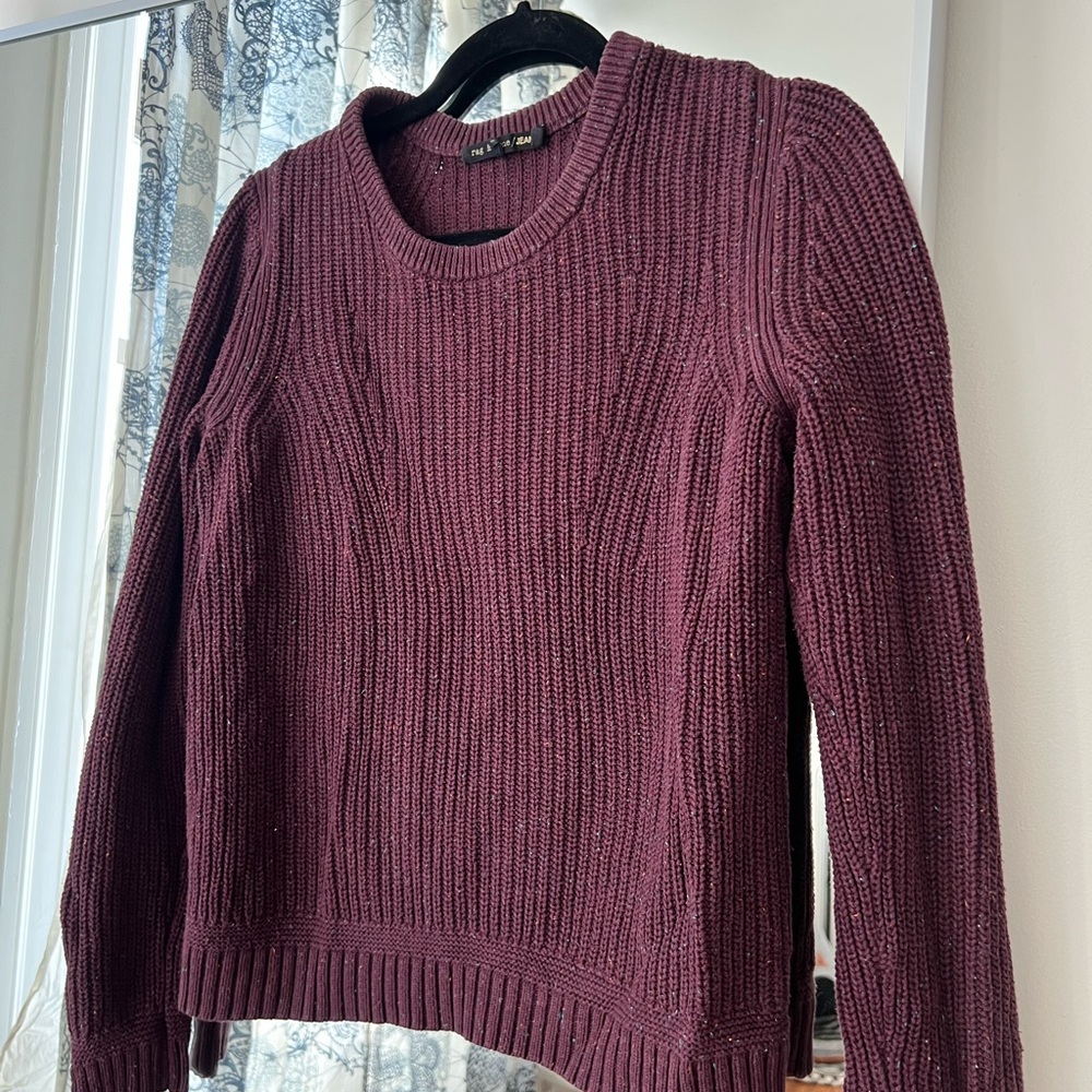 rag & bone Purple Ribbed Crew Neck Sweater